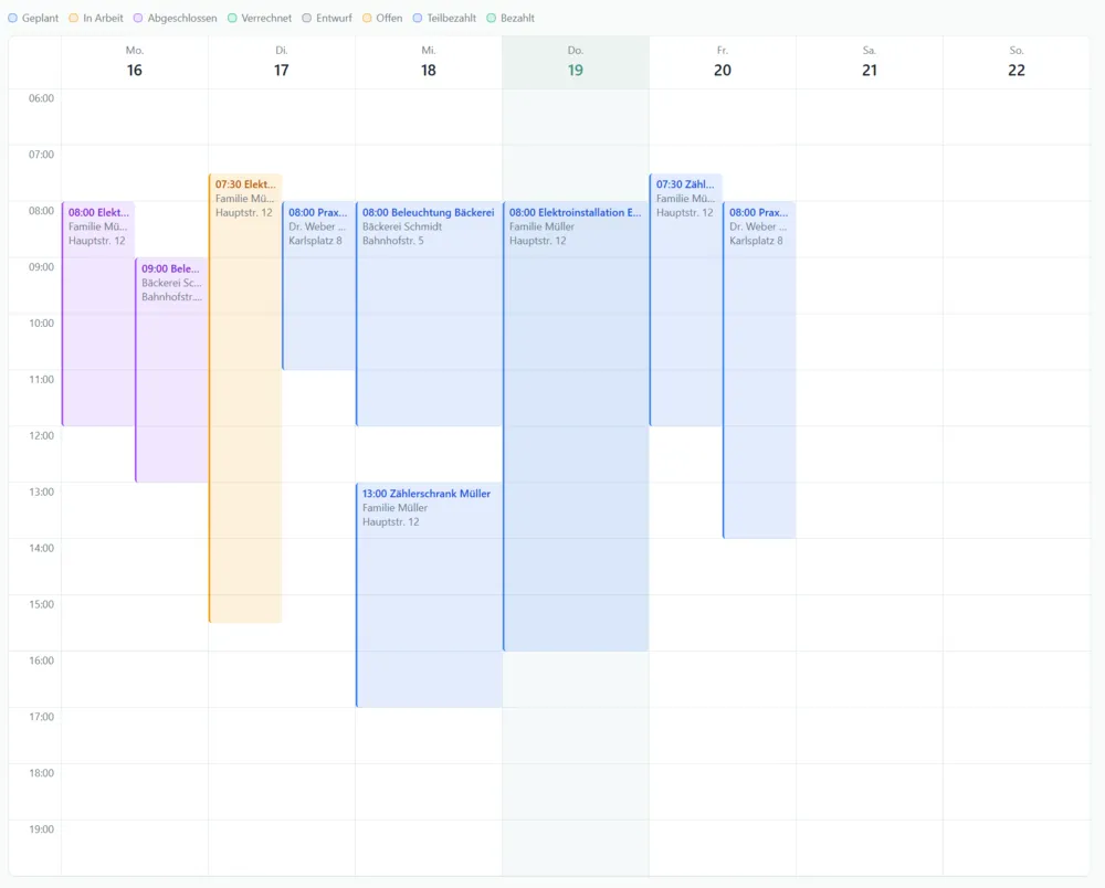 Einsatzplanung im Desktop-Kalender